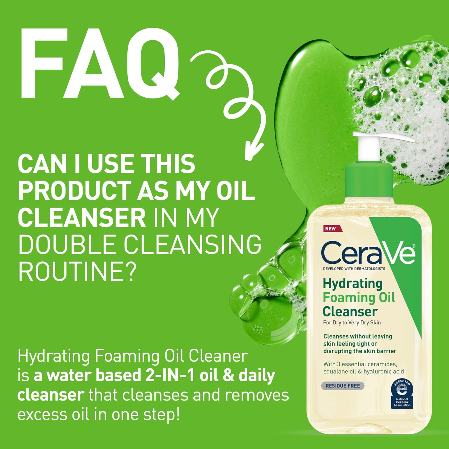 Cerave Hydrating Foaming Oil Cleanser for Normal to Very Dry Skin 473ml
