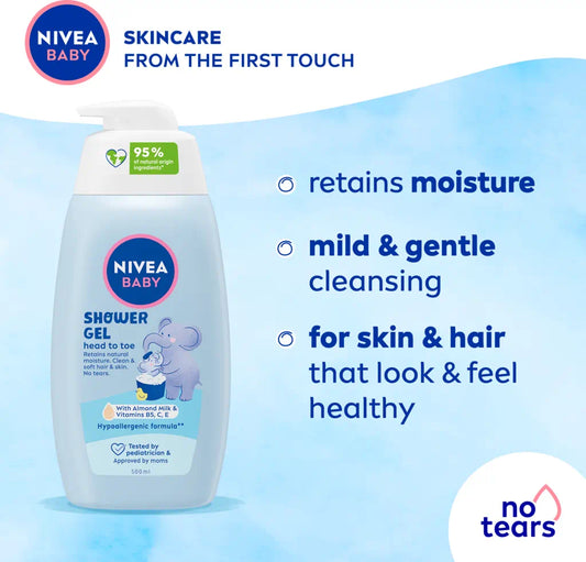Nivea Baby Shower Gel Head to Toe With Almond Oil & Vitamins B5, C, E