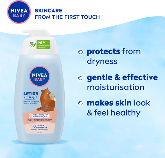 Nivea Baby Lotion Soft & Light 500ml with Almond Oil & Vitamin B5, C, E