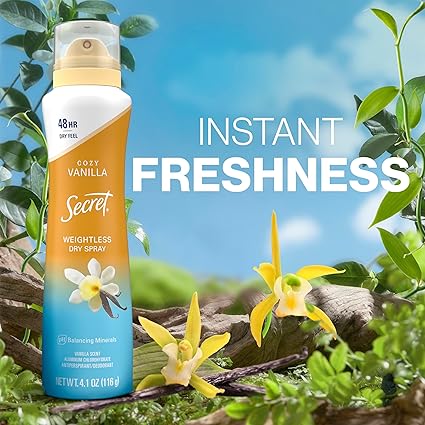 Secret Deodorant Weightless Dry Spray 116g Cozy Vanilla