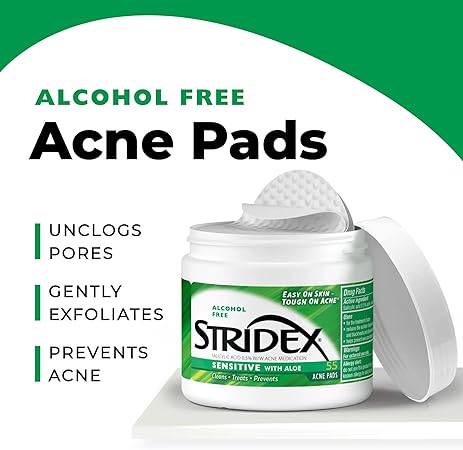 Stridex 55 Soft Touch Pads Sensitive with Aloe Salicylic Acid 0.5% w/w Acne Medication