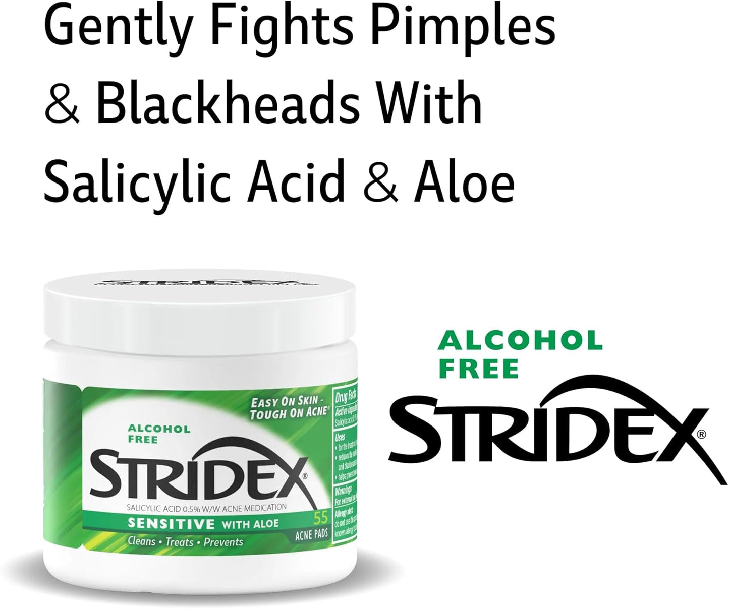 Stridex 55 Soft Touch Pads Sensitive with Aloe Salicylic Acid 0.5% w/w Acne Medication