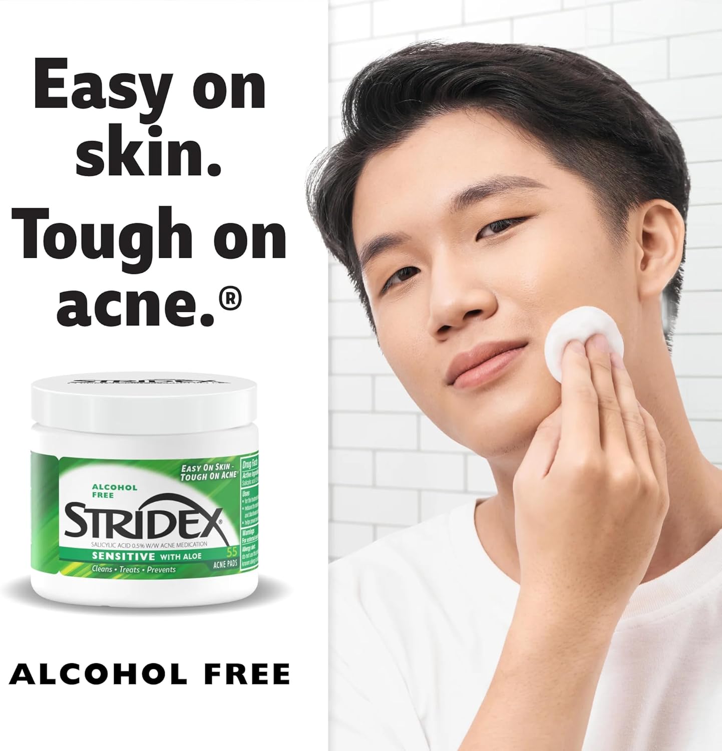 Stridex 55 Soft Touch Pads Sensitive with Aloe Salicylic Acid 0.5% w/w Acne Medication