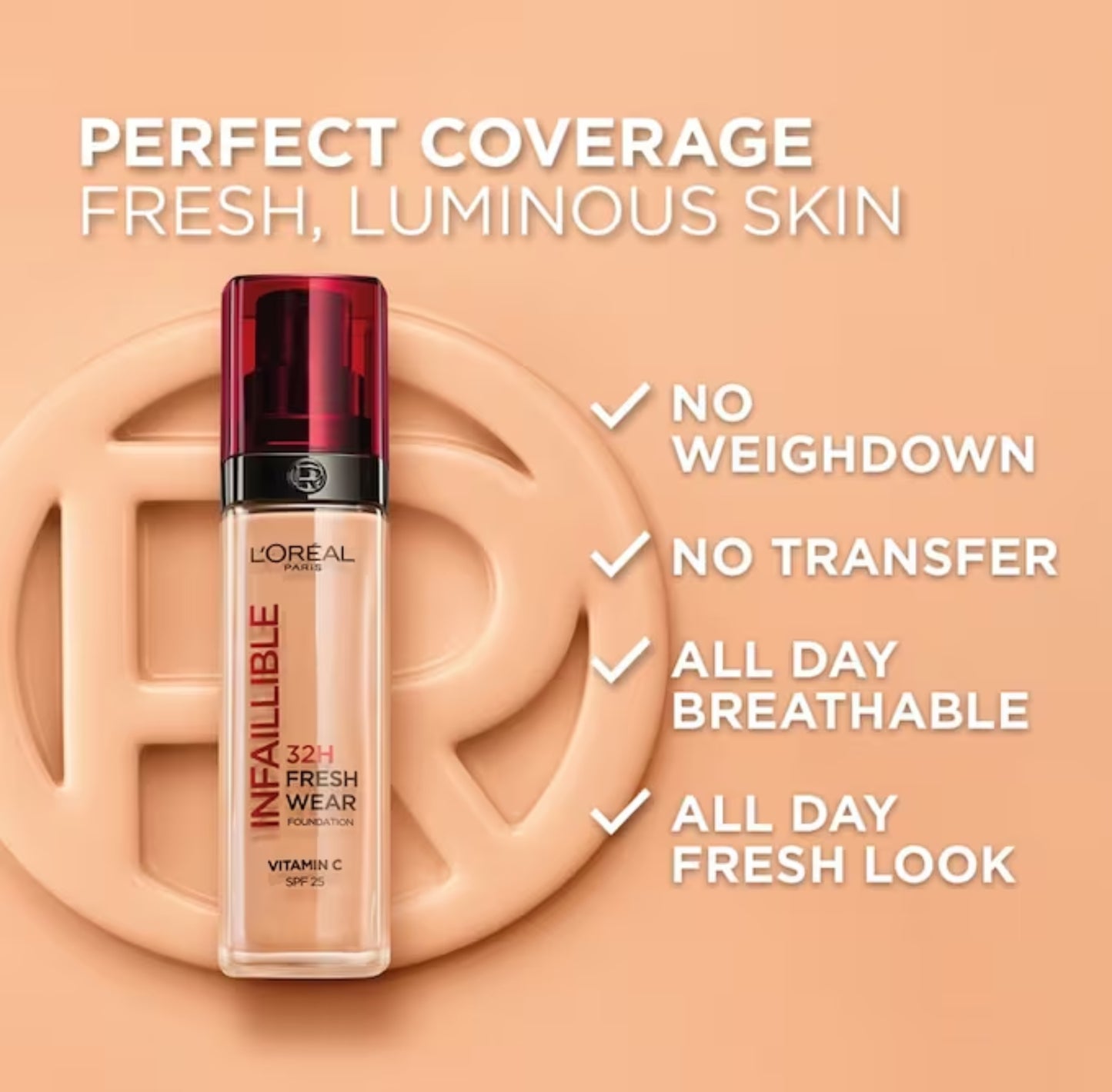 L'OREAL PARIS Infaillible 32H Fresh Wear Foundation Vitamin C SPF25 250 30ml